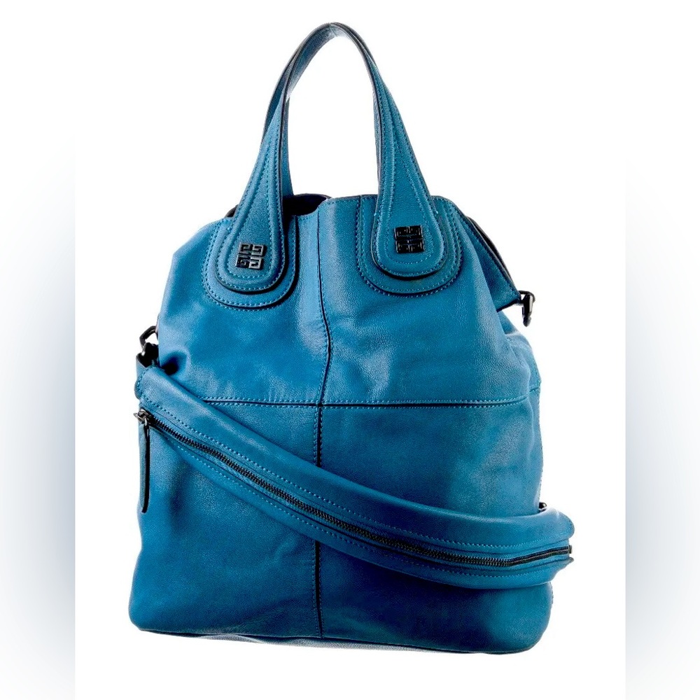 GIVENCHY Nightingale Large Blue Leather Shopper Tote Bag in Excellent condition.